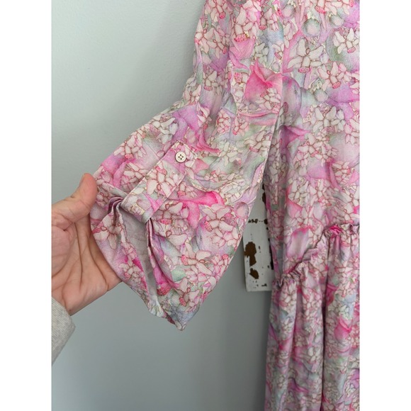 Taylor Tillman Liza Midi Ruffle Shirt Dress in Lavender Earth Size XS Oversized - Picture 6 of 9